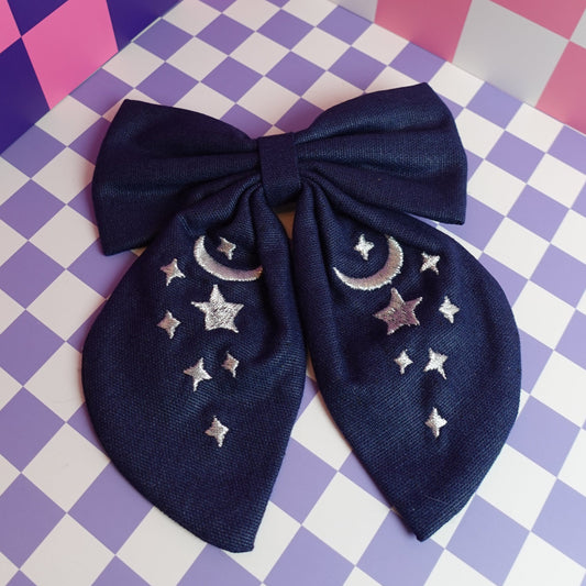Celestial Embroidered Hair Bow