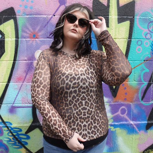 Leopard Print Mesh Top