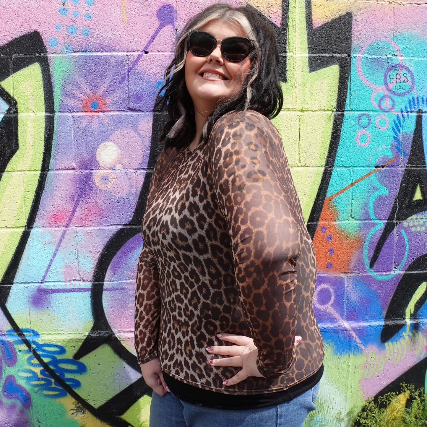 Leopard Print Mesh Top