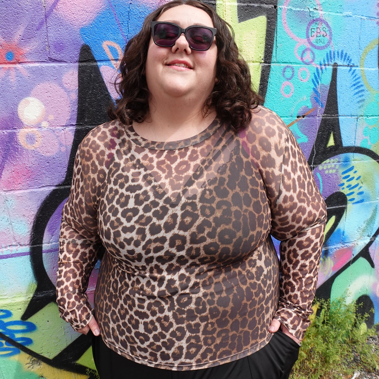 Leopard Print Mesh Top