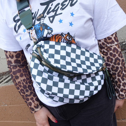 Checker Print Cross Body Bag