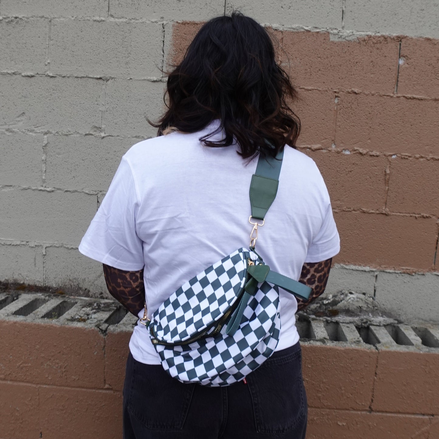 Checker Print Cross Body Bag