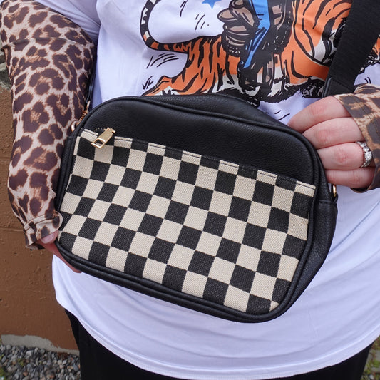 Checker Print Purse Black or Brown