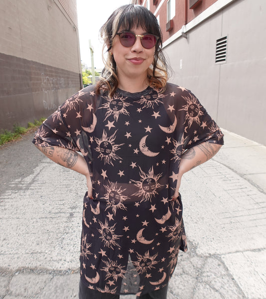 Oversized Celestial Mesh Dress