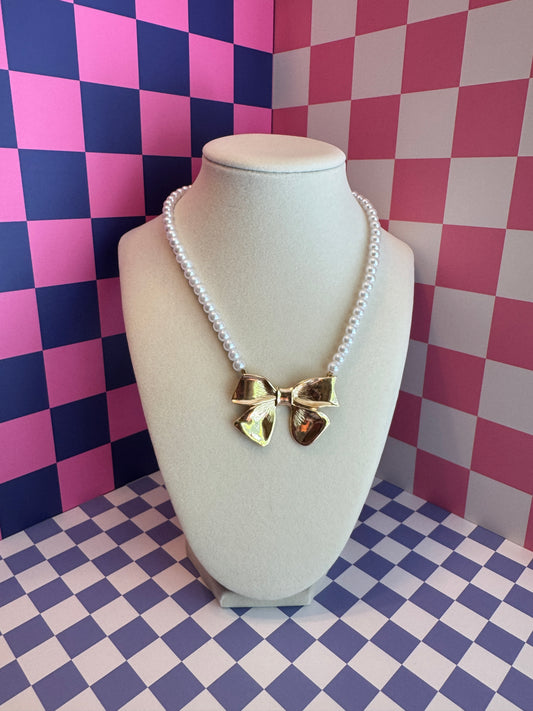 Pearl Bow Necklace