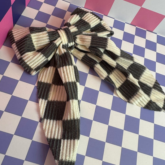 Checker Print Hair Bow