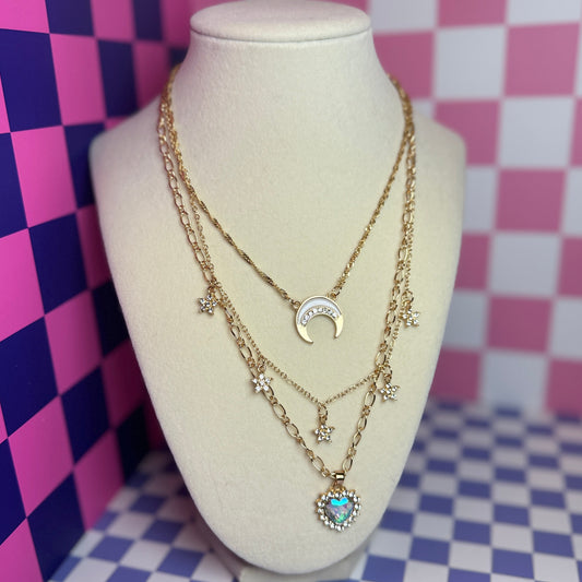 Britney Tri-Layer Charm Necklace