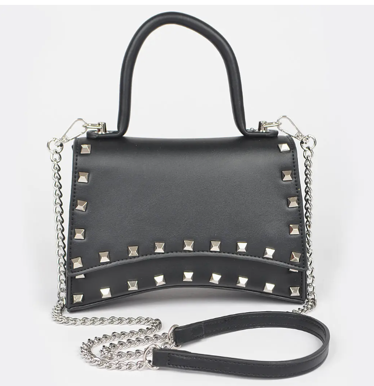 BLACK STUDDED CROSSBODY BAG