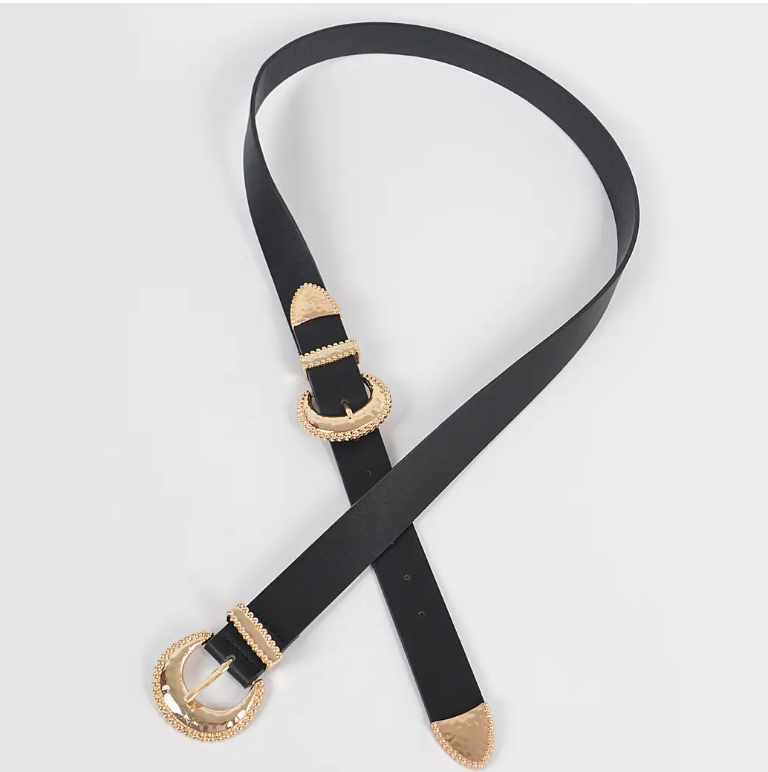 PLUS SIZE BLACK AND GOLD BELT