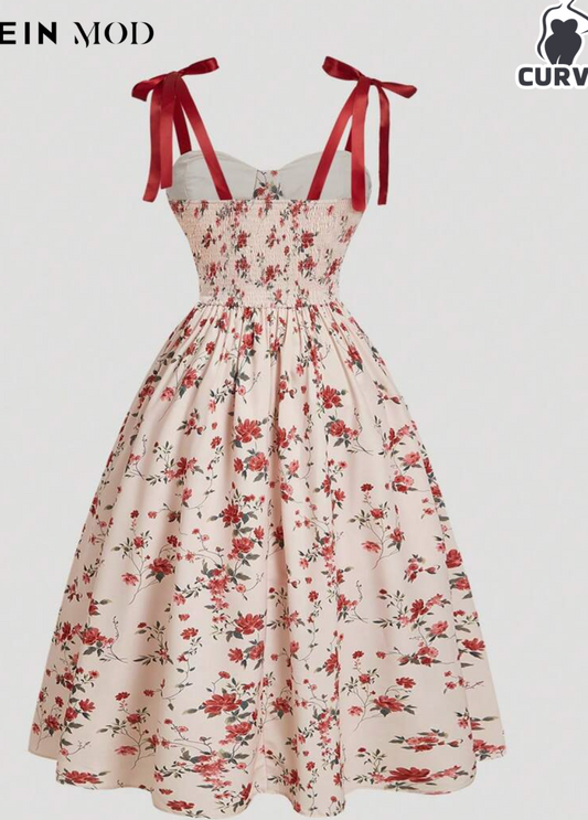 Floral Bow Shoulder Tie Dress 3X/18 #13