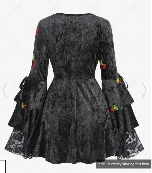 Cherry Bell Sleeve Lace Up Top, Rosegal Size 2X #27