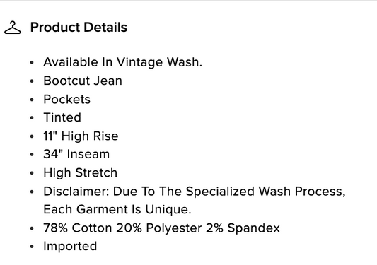 Fashion Nova High Stretch Bootcut Jeans, Vintage Wash, Size 22, #42