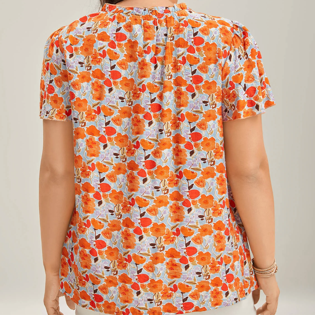 Bloomchic Orange Floral Tunic Size 2X #53