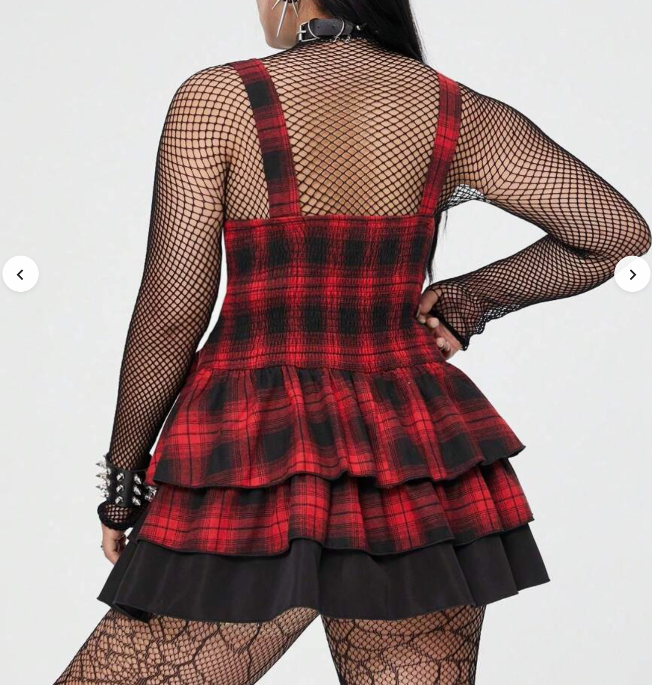 Red Plaid Suspender Skirt Size 3XL #66