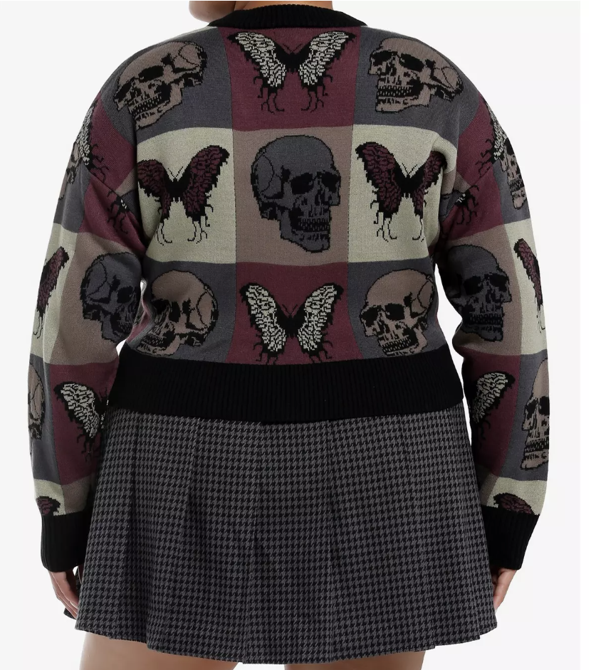 Bug & Skull Check Cardigan Hot Topic Size 3 #73