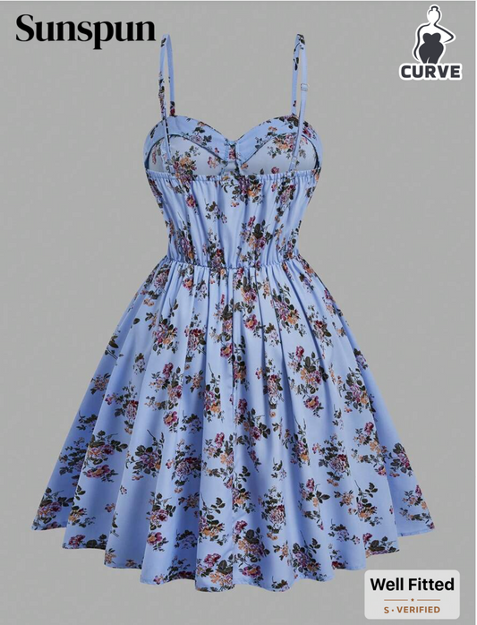 Blue Floral Dress Shein #79
