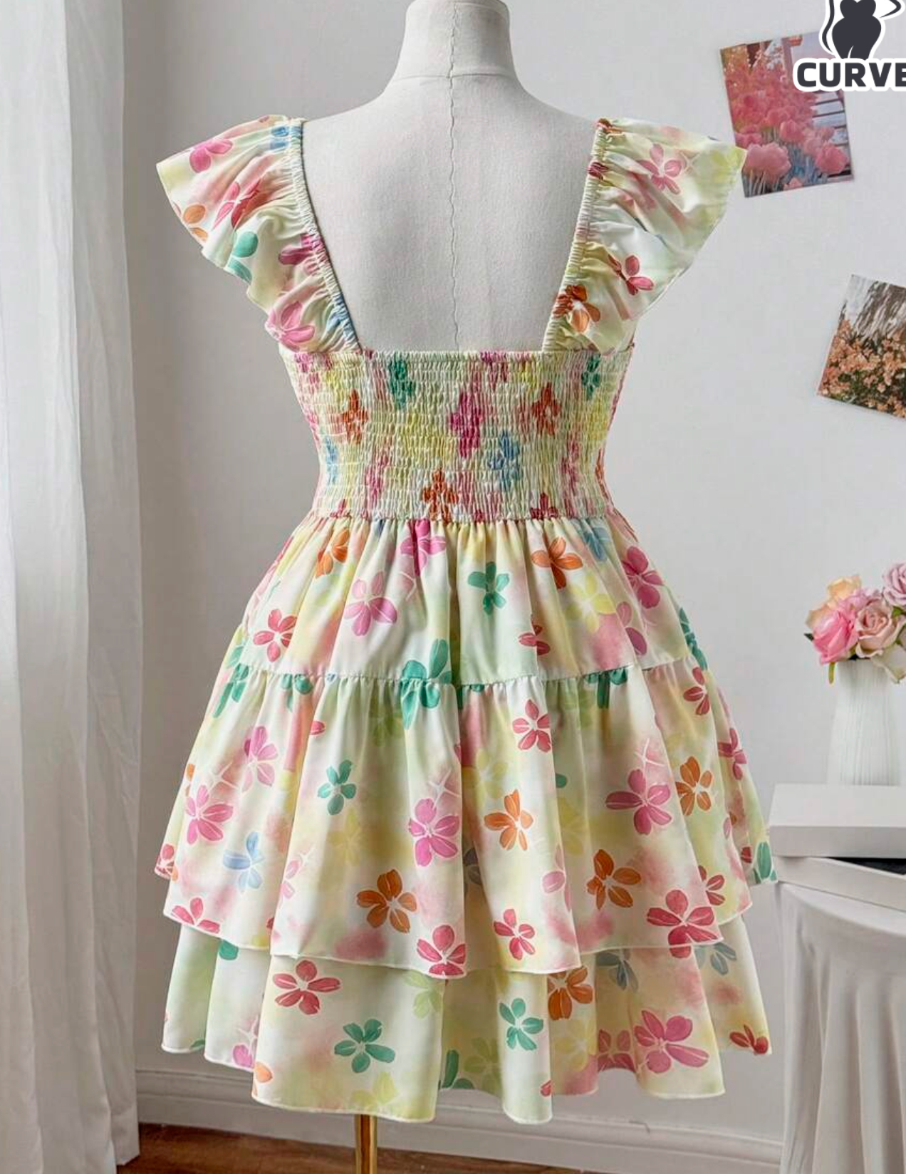 Floral Ruffle Mini Dress #80