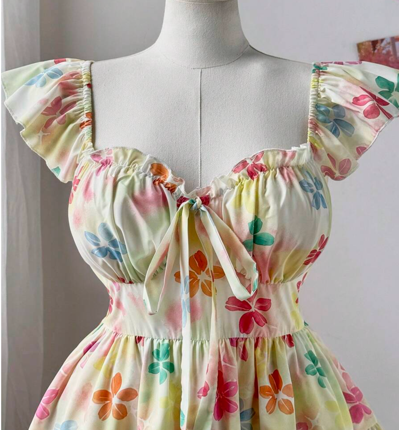 Floral Ruffle Mini Dress #80