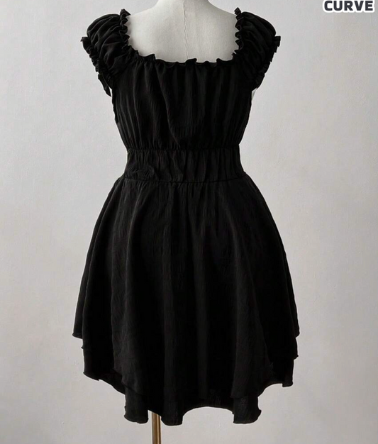 Black Milkmaid Style Dress - Sunspun Size 2XL #81