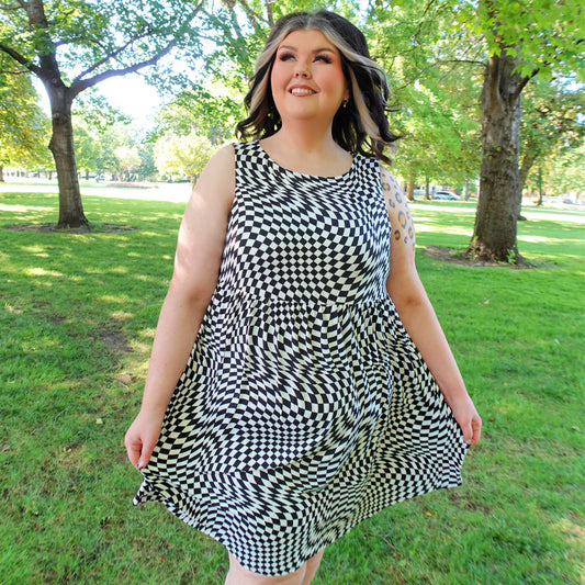 Summertime Checkered Skater Dress (S-3X)