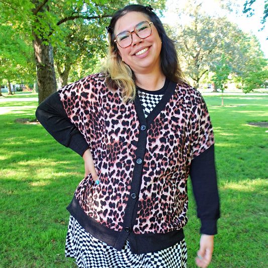 Leopard Front Cardigan (S-3X)