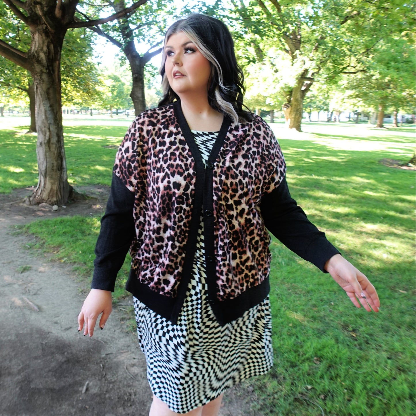 Leopard Front Cardigan (S-3X)