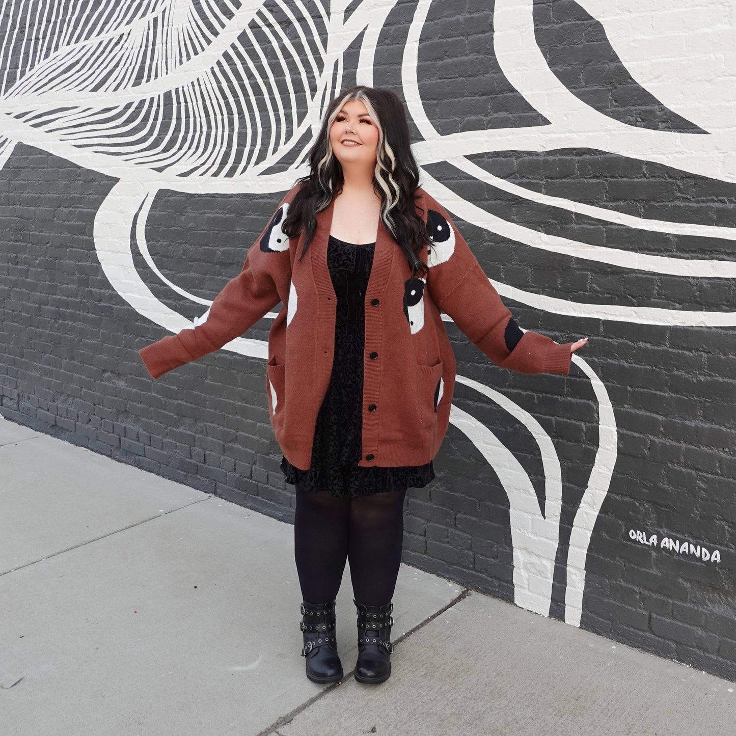 Brown Yin Yang VERY Oversized Cardigan (S/M-1X/2X)
