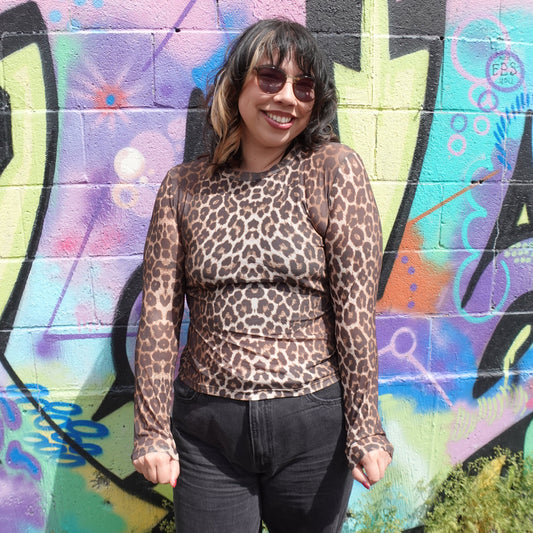 Leopard Print Mesh Top