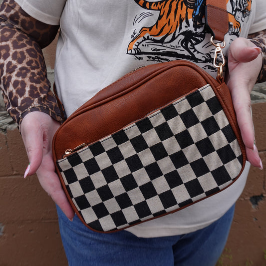 Checker Print Purse Black or Brown