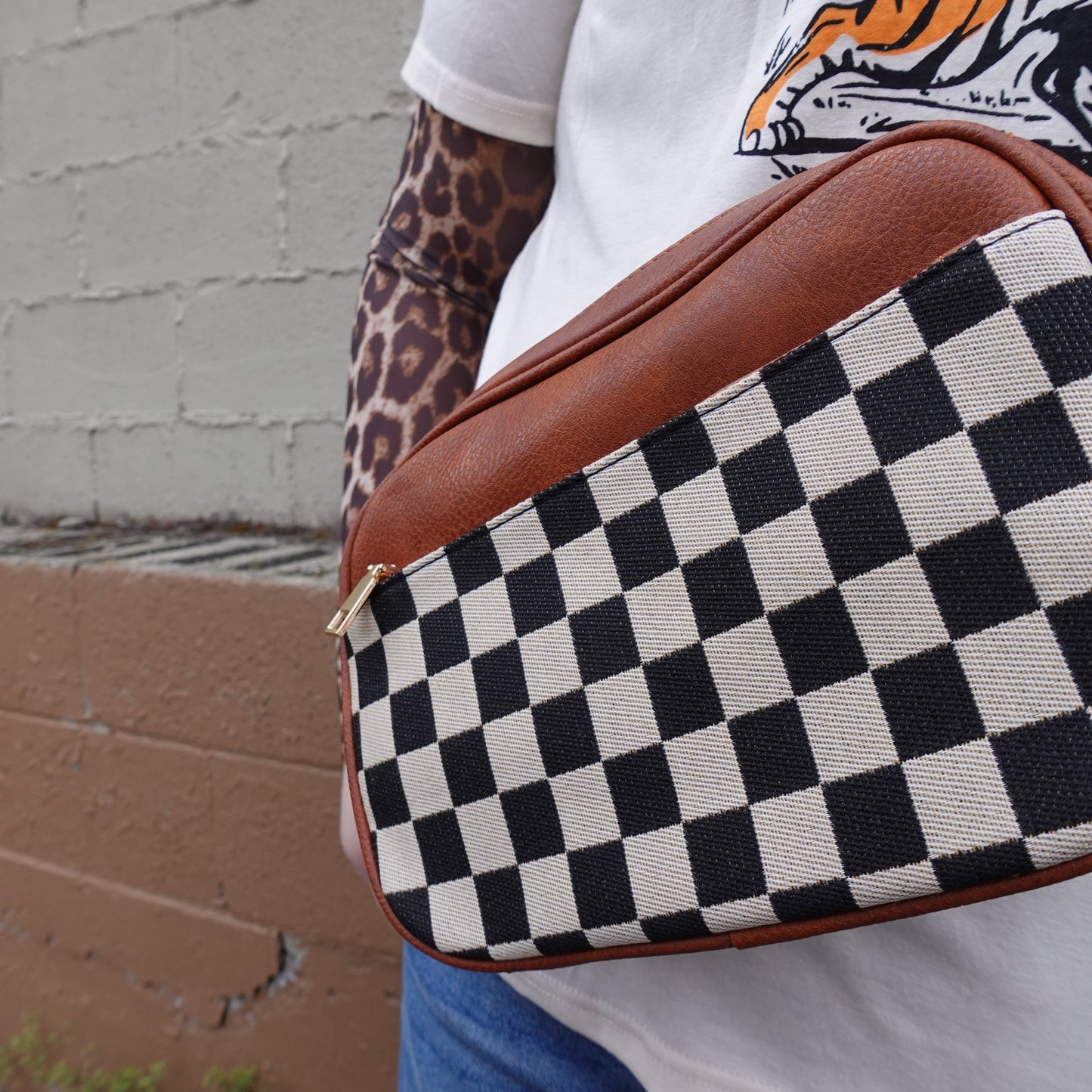 Checker Print Purse Black or Brown