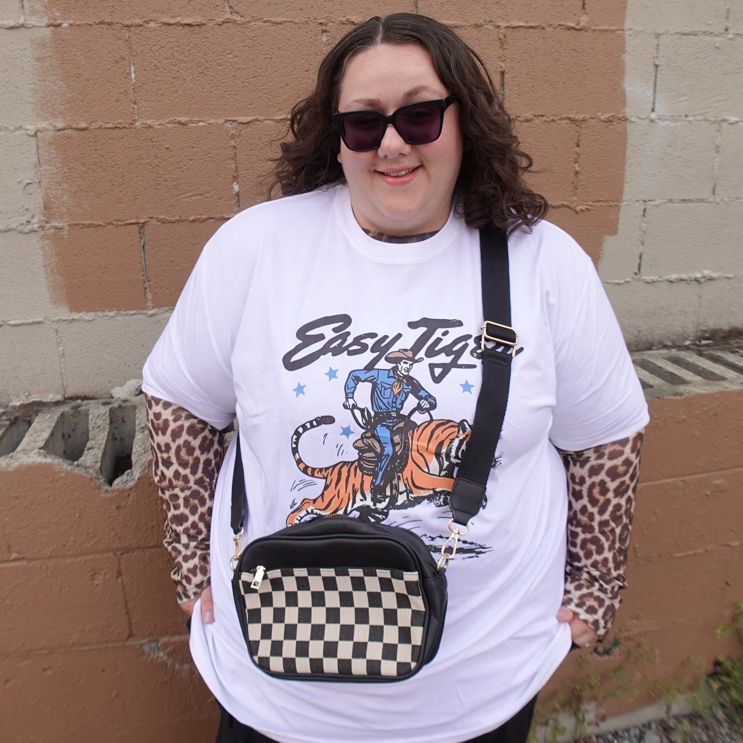 Checker Print Purse Black or Brown