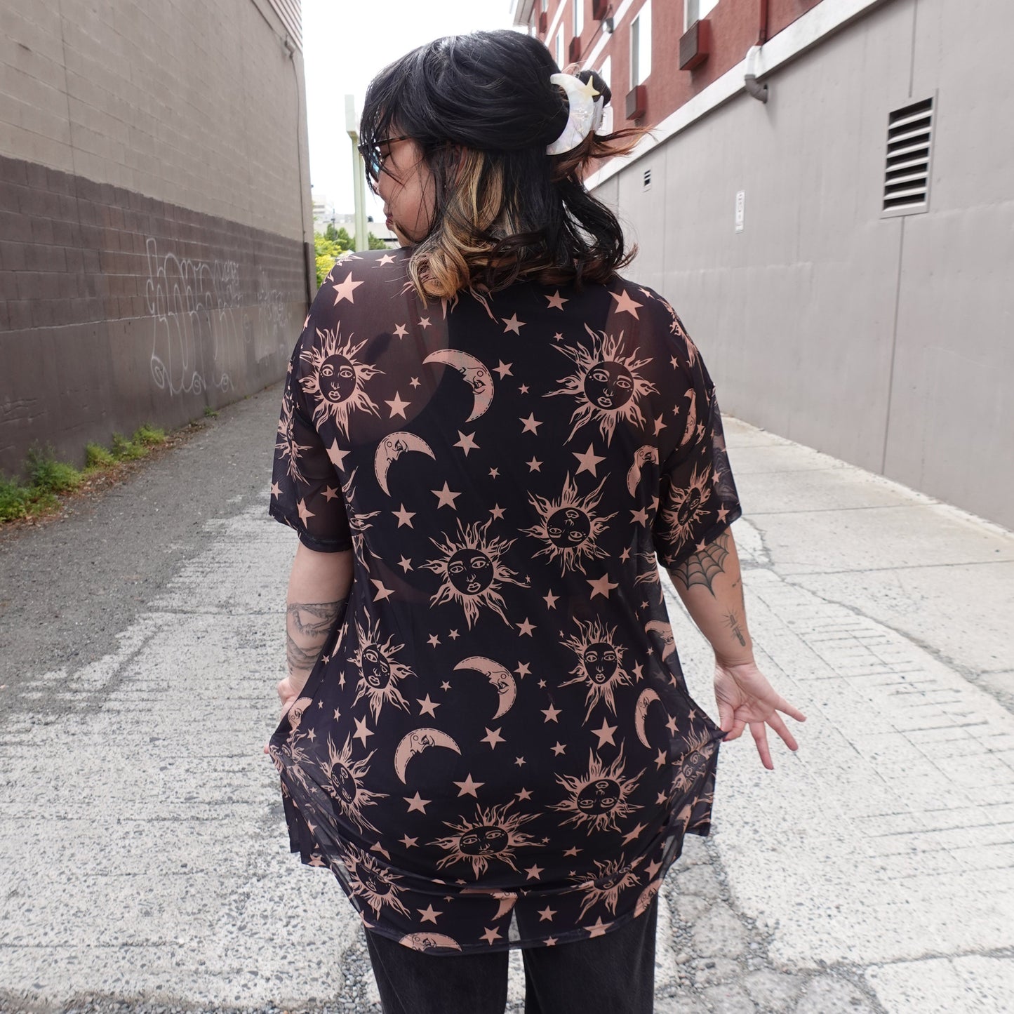 Oversized Celestial Mesh Dress