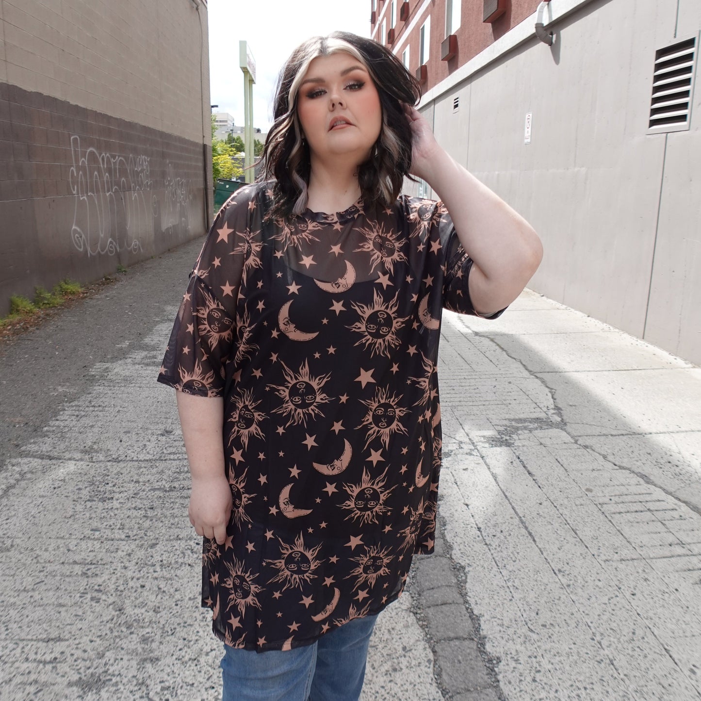Oversized Celestial Mesh Dress