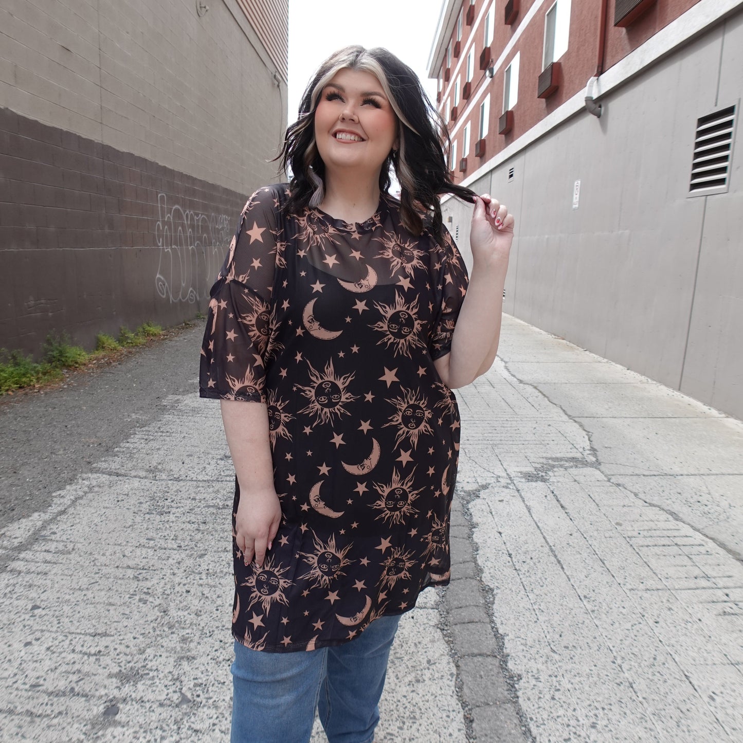 Oversized Celestial Mesh Dress
