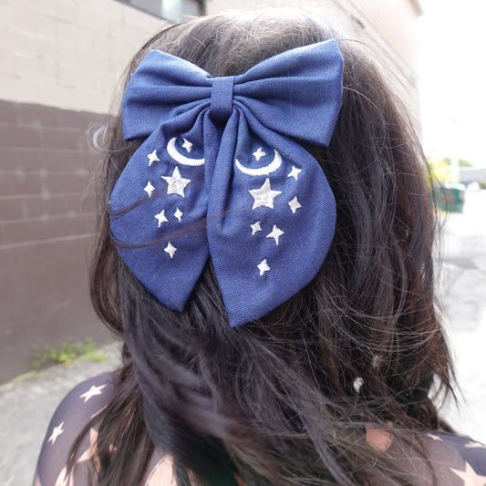 Celestial Embroidered Hair Bow