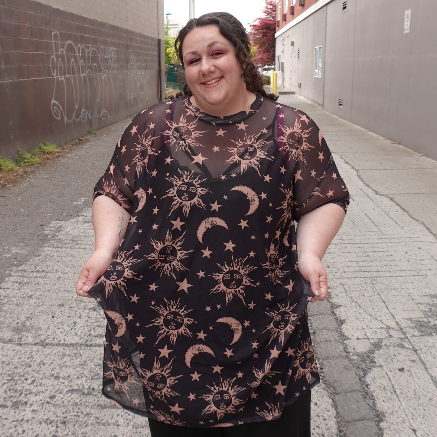 Oversized Celestial Mesh Dress