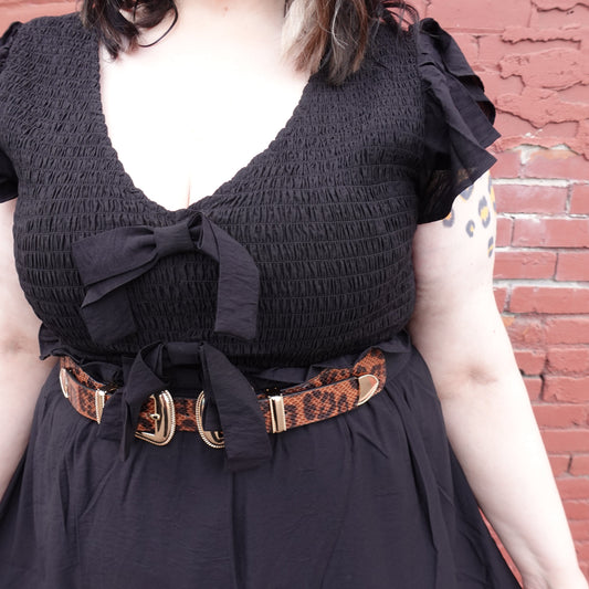 PLUS SIZE LEOPARD PRINT STRETCH BUCKLE BELT