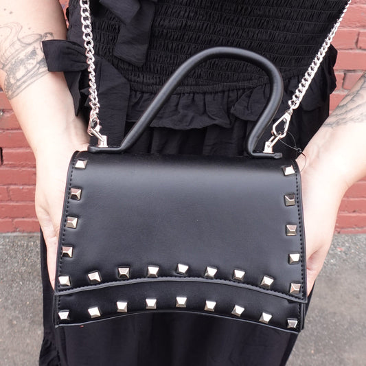 BLACK STUDDED CROSSBODY BAG
