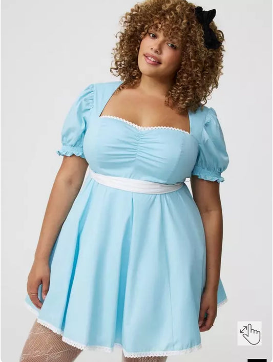 Torrid Light Blue Mini Dress with White Trim 2X #95