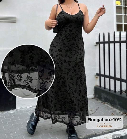 SHEIN Black Floral Maxi Dress 2X #102