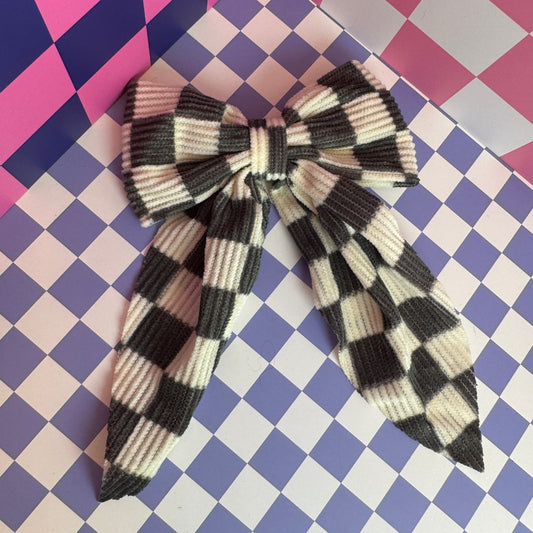 Checker Print Hair Bow
