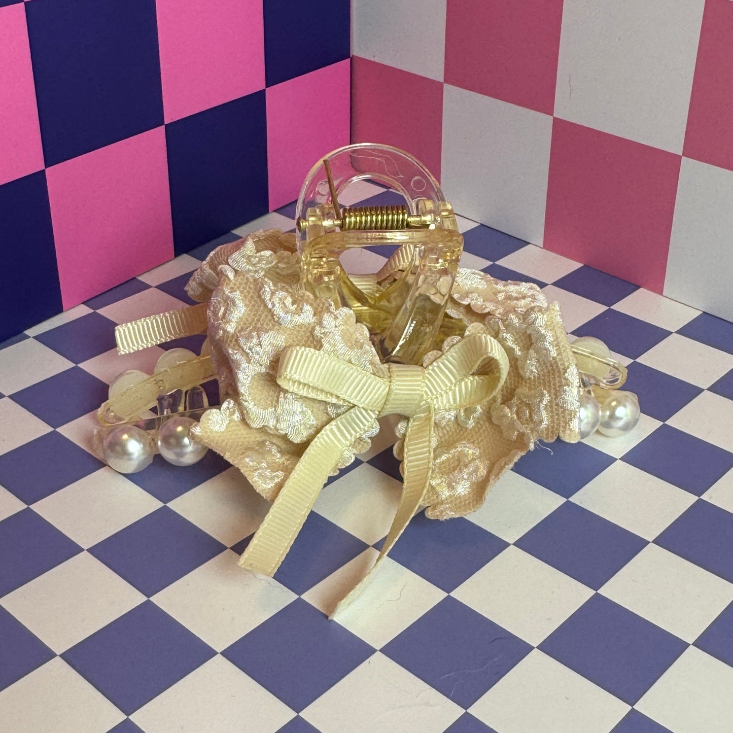 Lace Bow Hair Claw 3 Piece Set