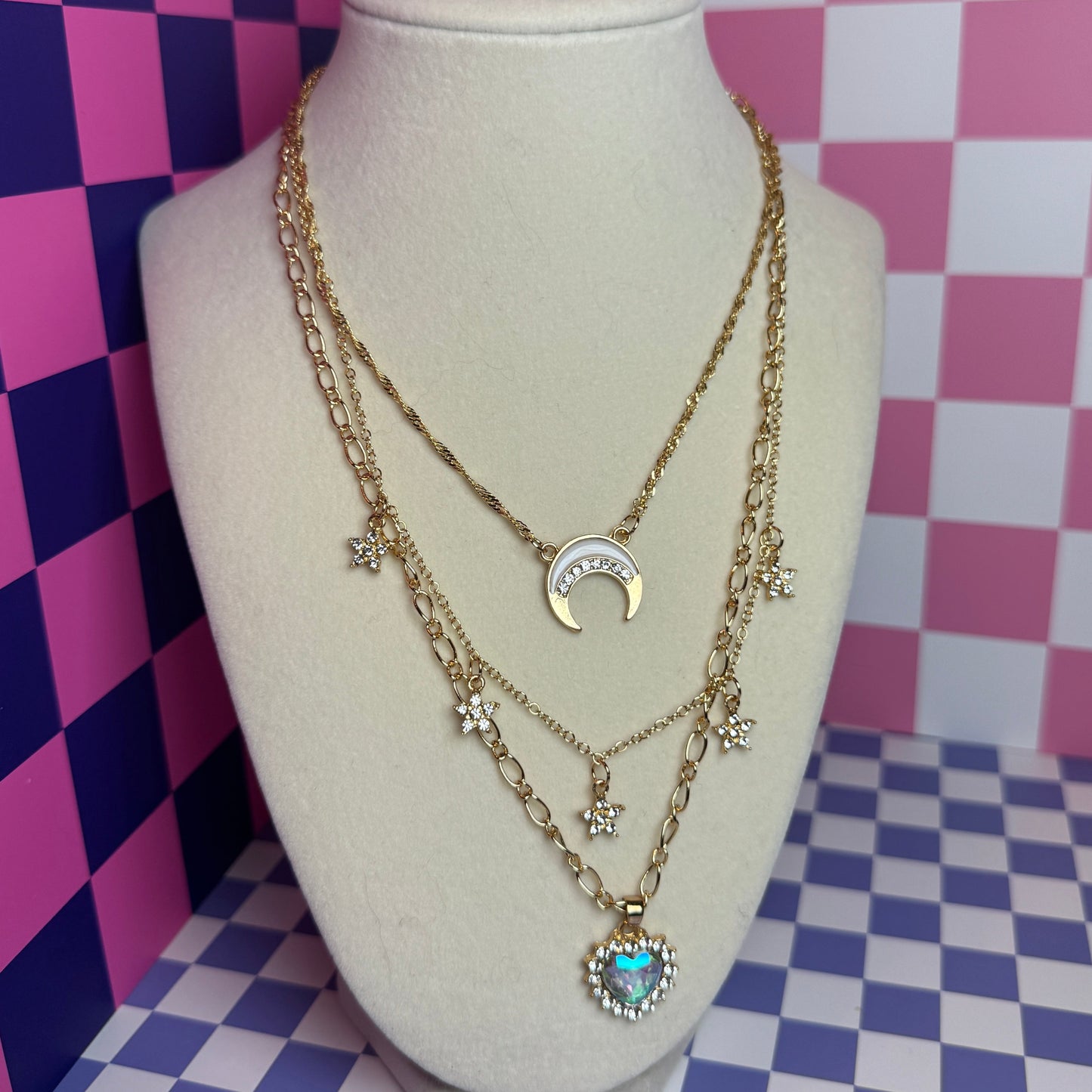 Britney Tri-Layer Charm Necklace