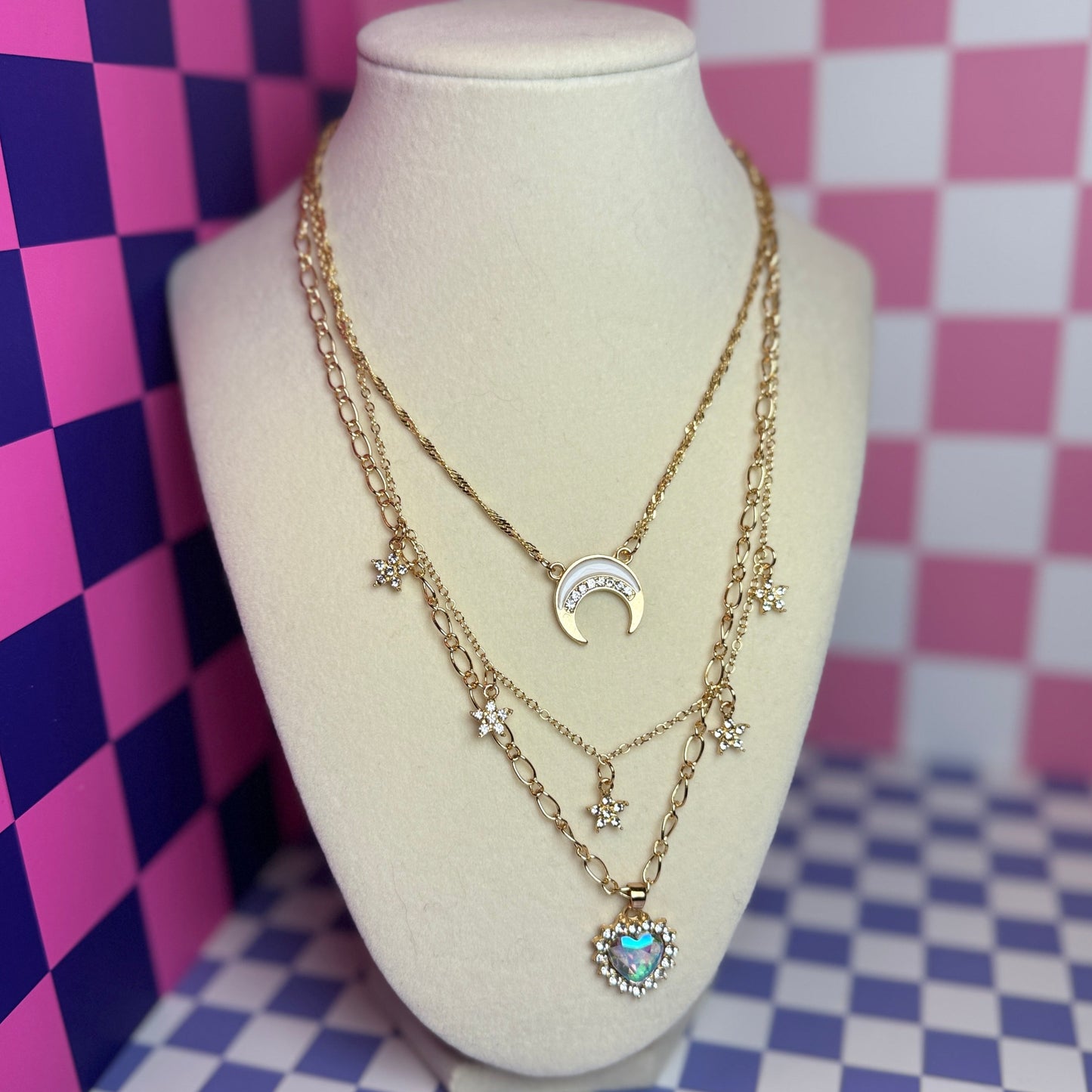 Britney Tri-Layer Charm Necklace