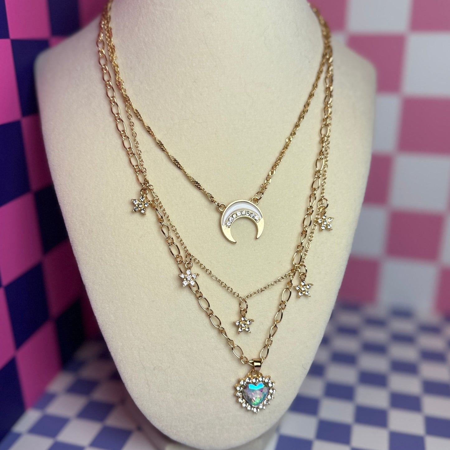 Britney Tri-Layer Charm Necklace