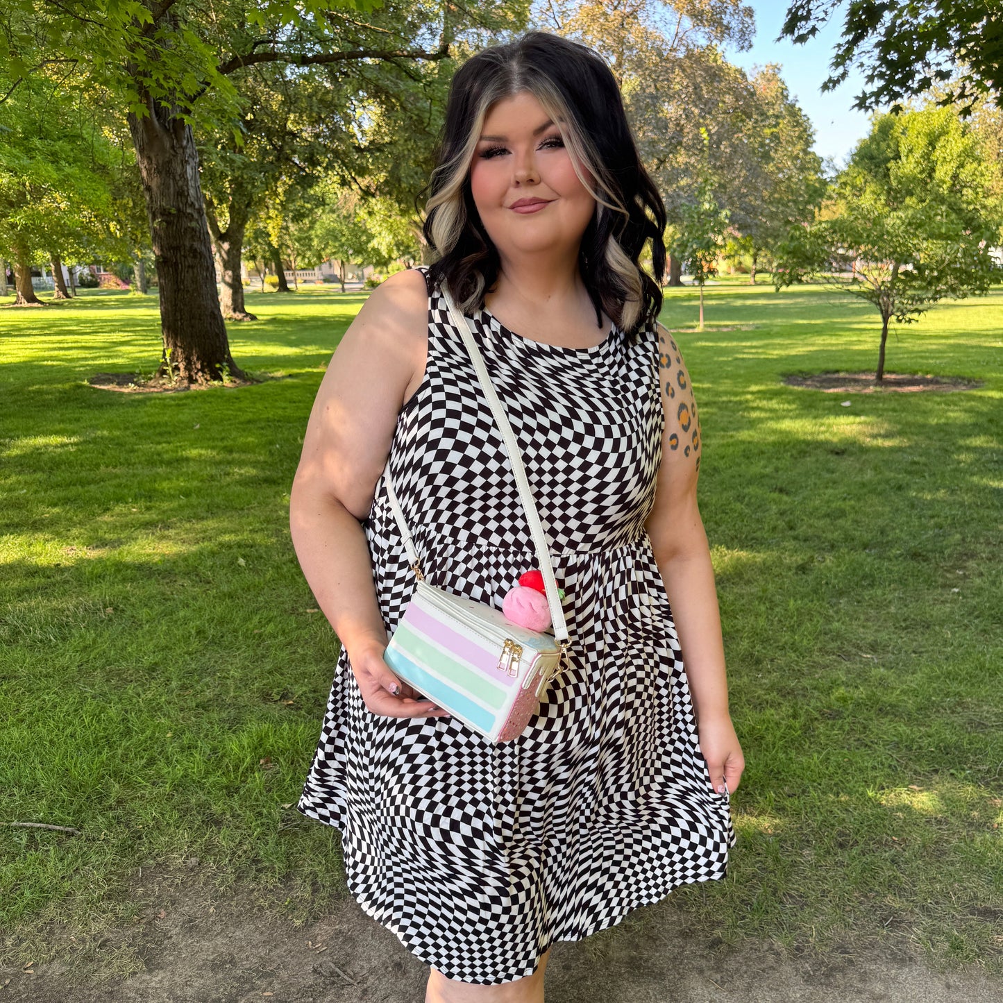 Summertime Checkered Skater Dress (S-3X)