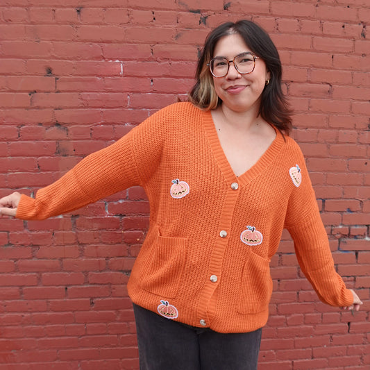 HALLOWEEN PUMPKIN PATCH LONGLINE CARDIGAN