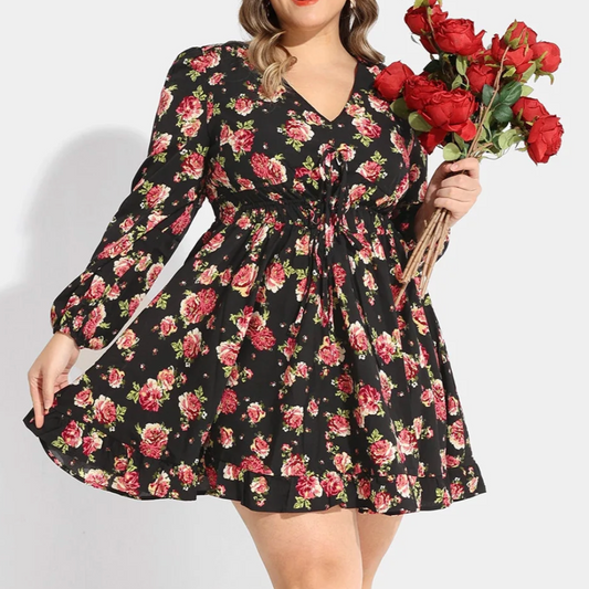 Black Floral Dress Size 2X #55