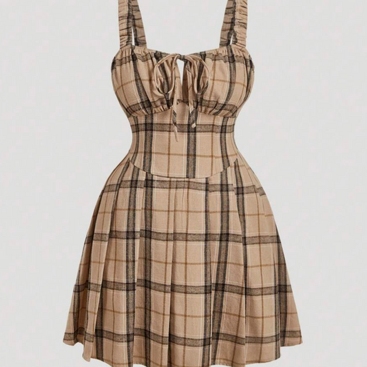 Tan Plaid Dress 3XL #64