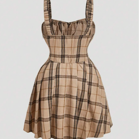 Tan Plaid Dress 3XL #64